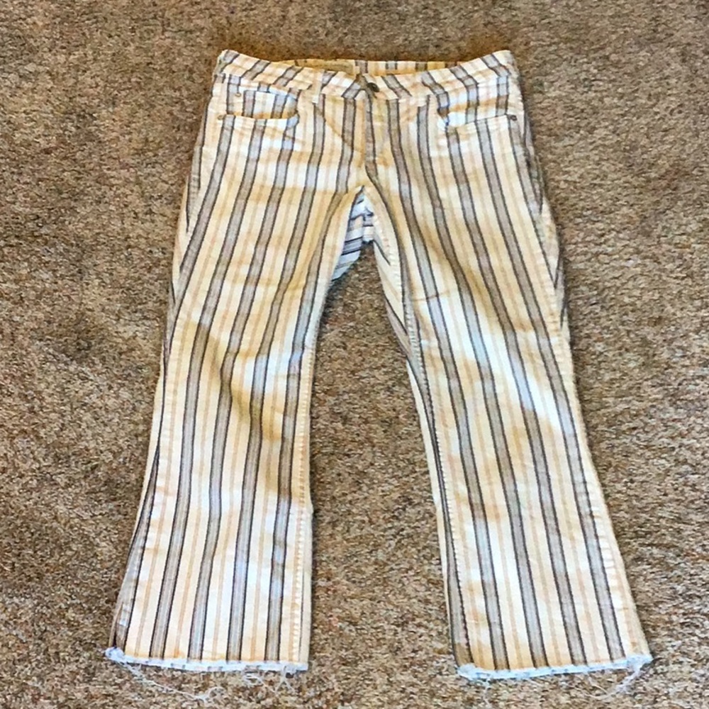 Pilcro and the Letterpress stripped crop pants